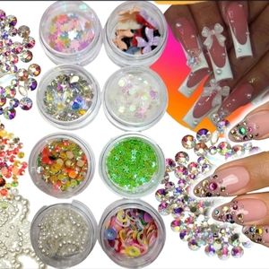 Nail Art Lot Charms 3D, AB Rhinestones, Nail Supplied, Glitter, DIY